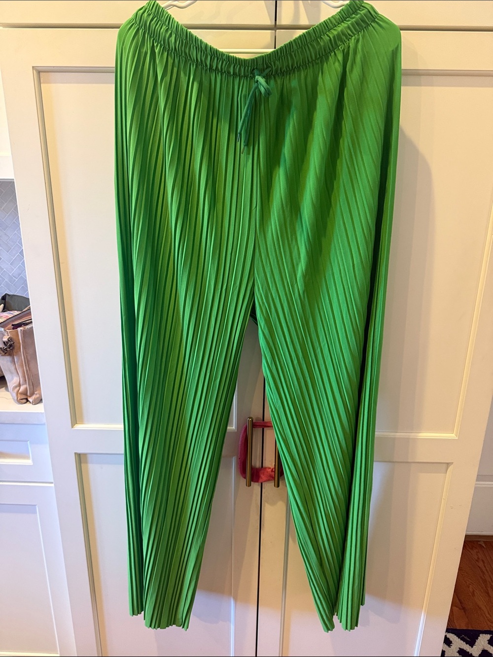 Wide-Leg Pleated Pants in Bright Green - Women's